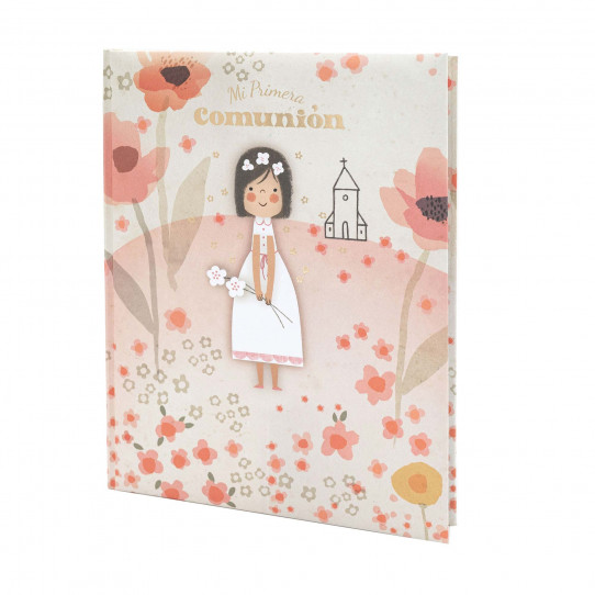 papeleria libros primera comunión libro de recuerdos primera comunion niña con flores