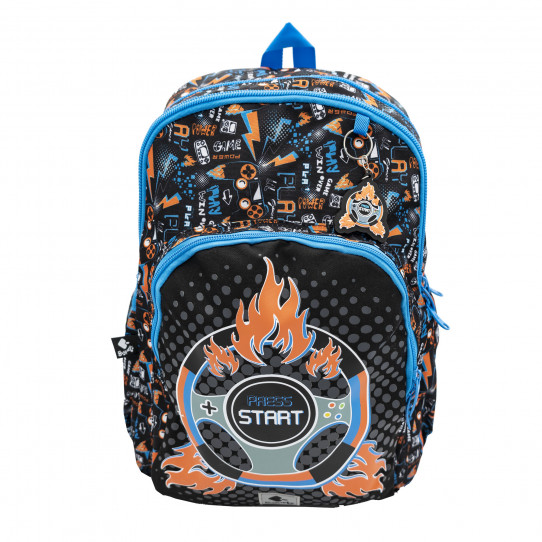 mochila escolar grande press start