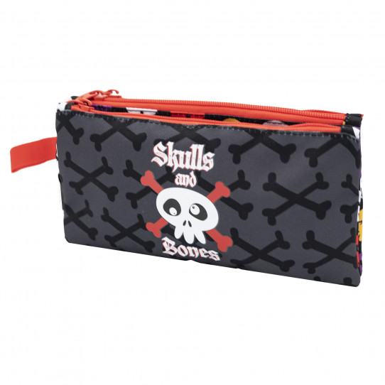 backpacks and accessorise&nbsp;pencil case&nbsp;triple pencil case skulls and bones