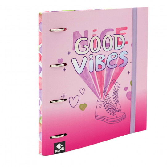 dossier a4 argolas com folhas Good Vibes